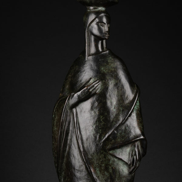 Albert ALLMANN (1890-1979) - Femme orientaliste à la jarre. Bronze Art Déco