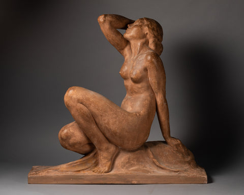Amadéo GENNARELLI (1881-1943) alias Jean ORTIS - Female nude kneeling - Terracotta - Edition Susse Frères, Art Deco period.