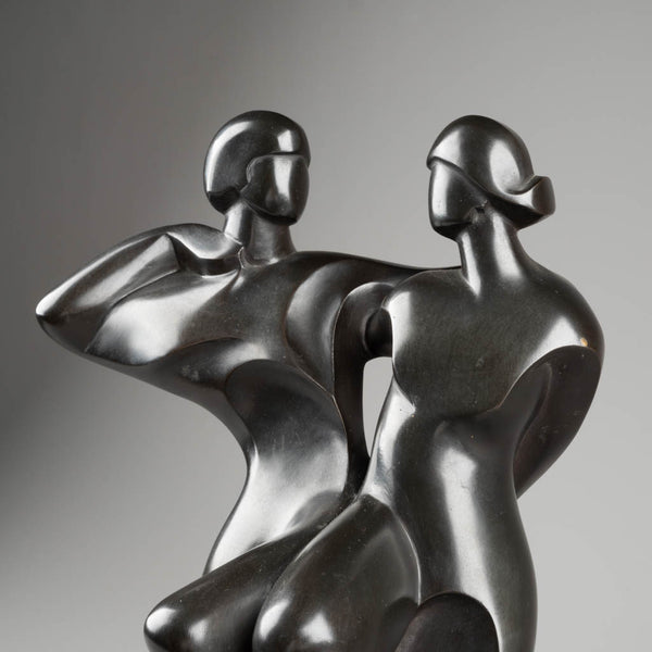 Michel GUYOT (1936) - Couple de personnages stylisés, Bronze patiné, vers 1980