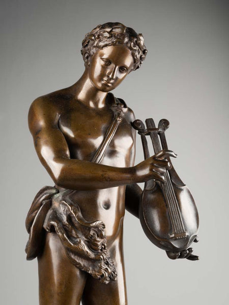 Apollo with the lyre, Bronze of the Grand Tour. Italy, late 19th century.