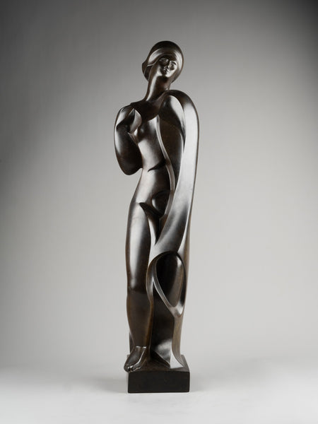Michel GUYOT (1936) - Stylized draped Venus, Original proof in patinated bronze, Susse Fondeur, circa 1980