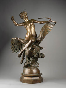 Georges BAREAU (1866-1931) - Diana riding an eagle - Late 19th century bronze.