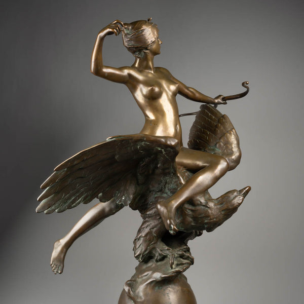 Georges BAREAU (1866-1931) - Diane chevauchant un aigle - Bronze fin XIXème siècle.
