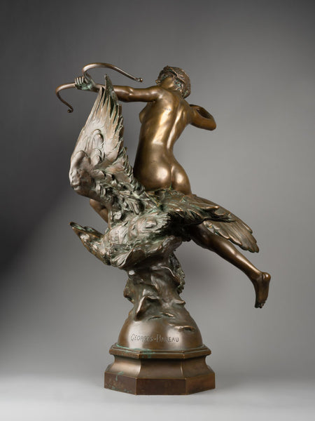 Georges BAREAU (1866-1931) - Diana riding an eagle - Late 19th century bronze.