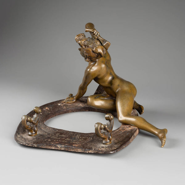 Georges RECIPON (1860-1920 ) La Fortune - Bronze à Double Patine. Fonte dédicacée 1906.