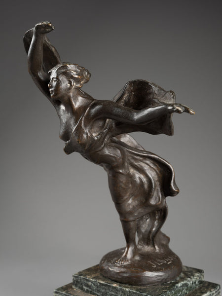 Jacques LOYSEL (1867-1925) Dancer with a veil - Patinated bronze, Fonte L Gatti, circa 1920.